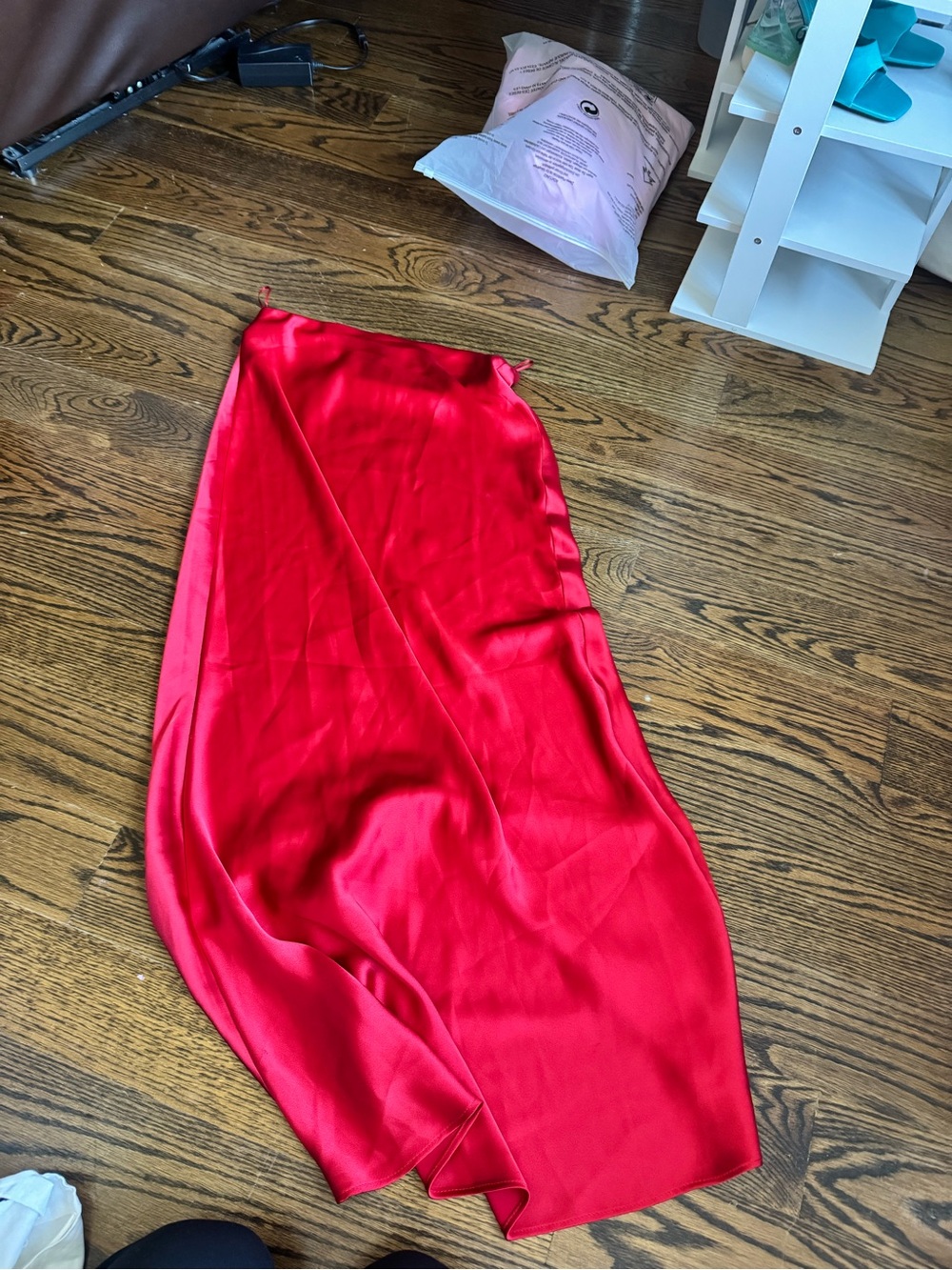Zara Red Satin-Look Slip maxi skirt